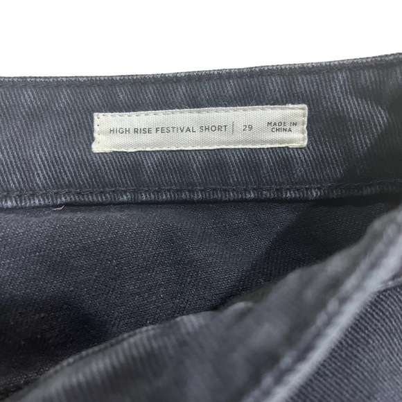 PacSun Distressed High Waisted Denim Festival 2” Cut Off Jean Shorts Black Sz 29 - Picture 7 of 9